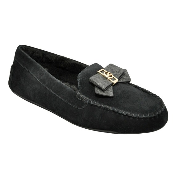 Michael Kors ERICA Faux Fur/Suede Slipper Loafer Moccasins Black 6/6.5/7/7.5/8/9 - Picture 1 of 6
